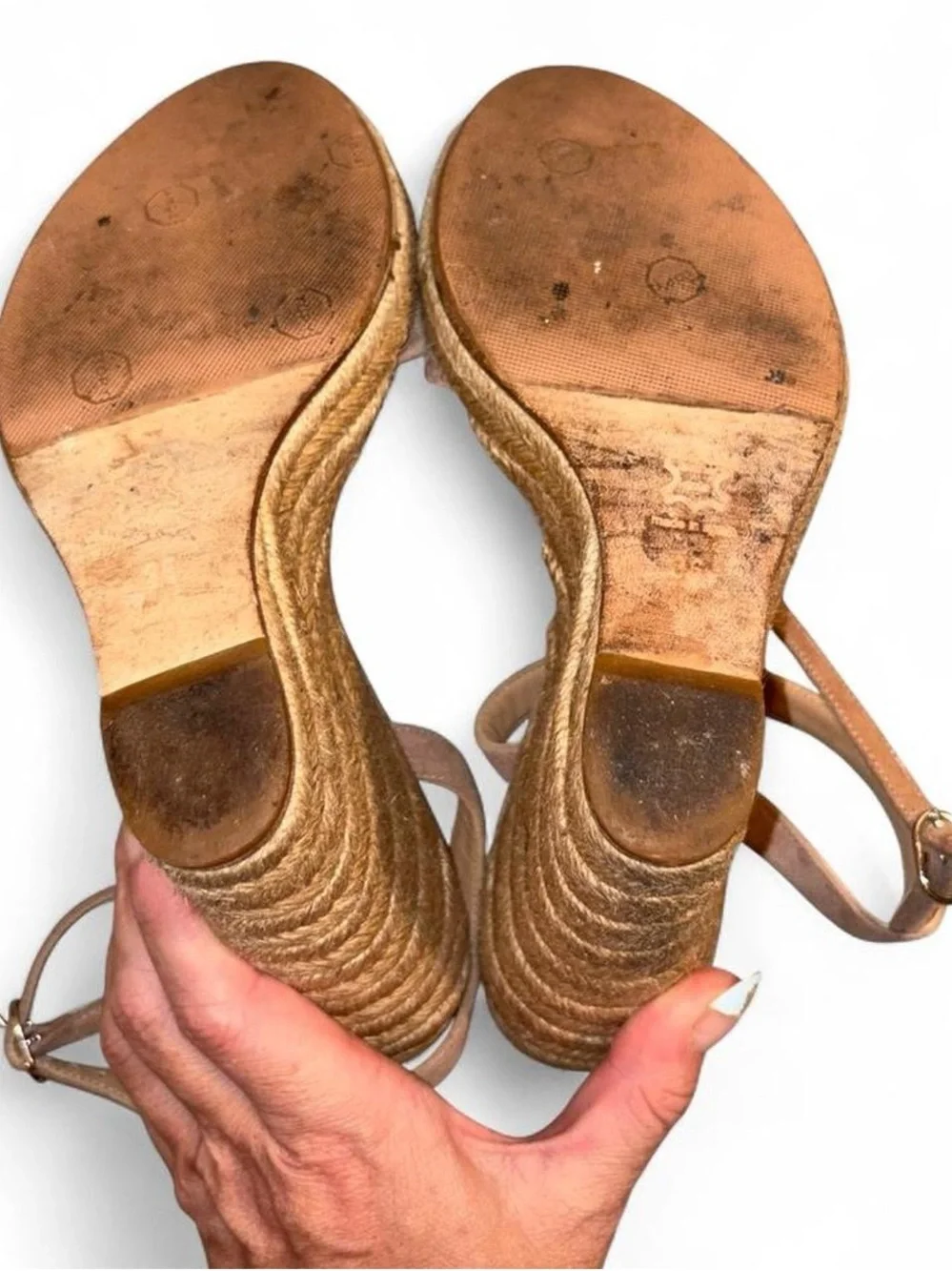Barneys New York Suede Wedge Espadrilles in Dusty Rose